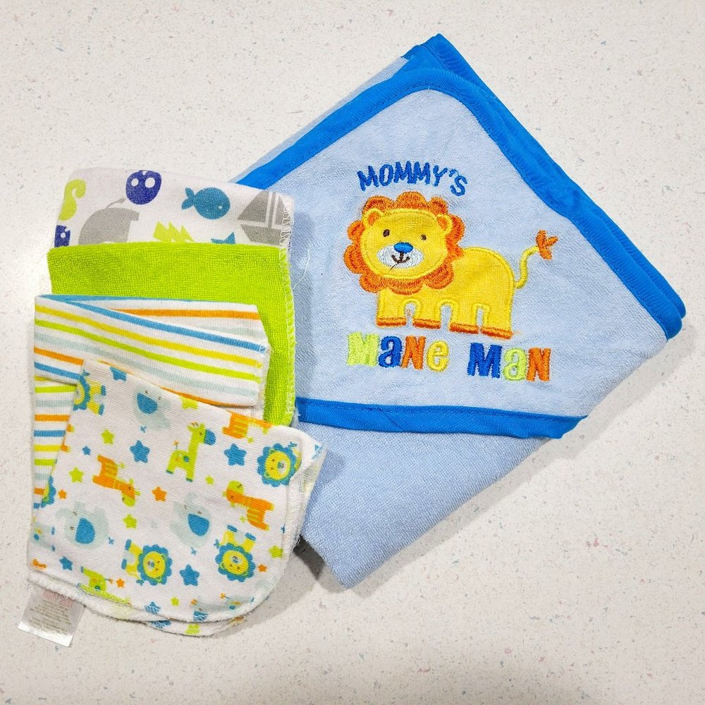 Lion Baby Towel and Washcloth Set
